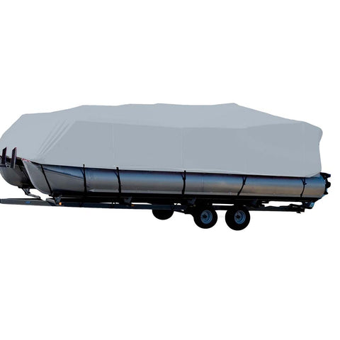 Carver Sun-DURA Styled-to-Fit Boat Cover f/20.5 Pontoons w/Bimini Top Rails - Grey