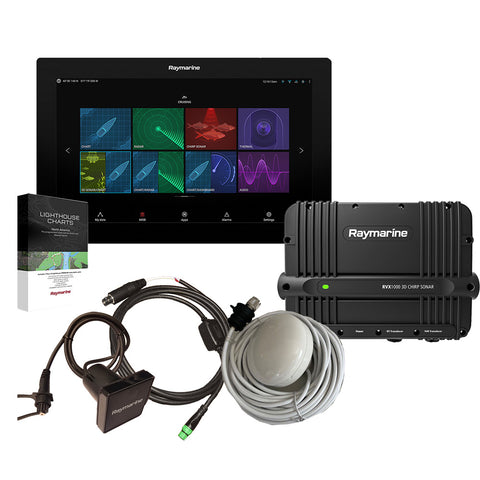 Raymarine Axiom XL 16  RVX1000 Bundle Pack w/GA200 GPS Antenna, RCR-SD Card Reader, External Alarm Module, Alarm/Video Input Cable  LightHouse Charts North America Chart Card