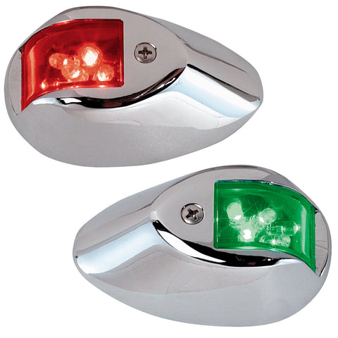 Perko LED Sidelights - Red/Green - 12V - Chrome Plated Housing